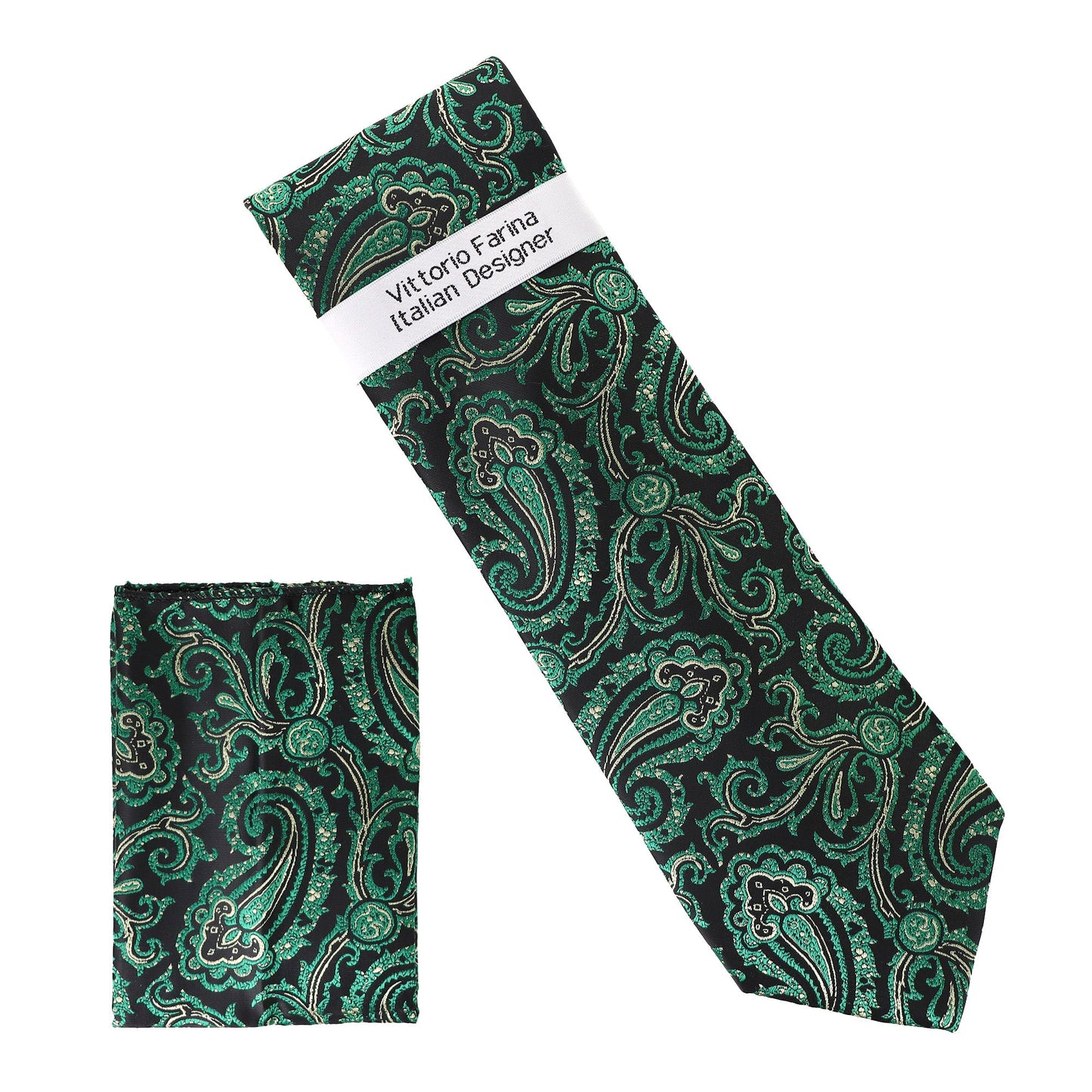 Vittorio Farina Men's Paisley Design Necktie & Pocket Square