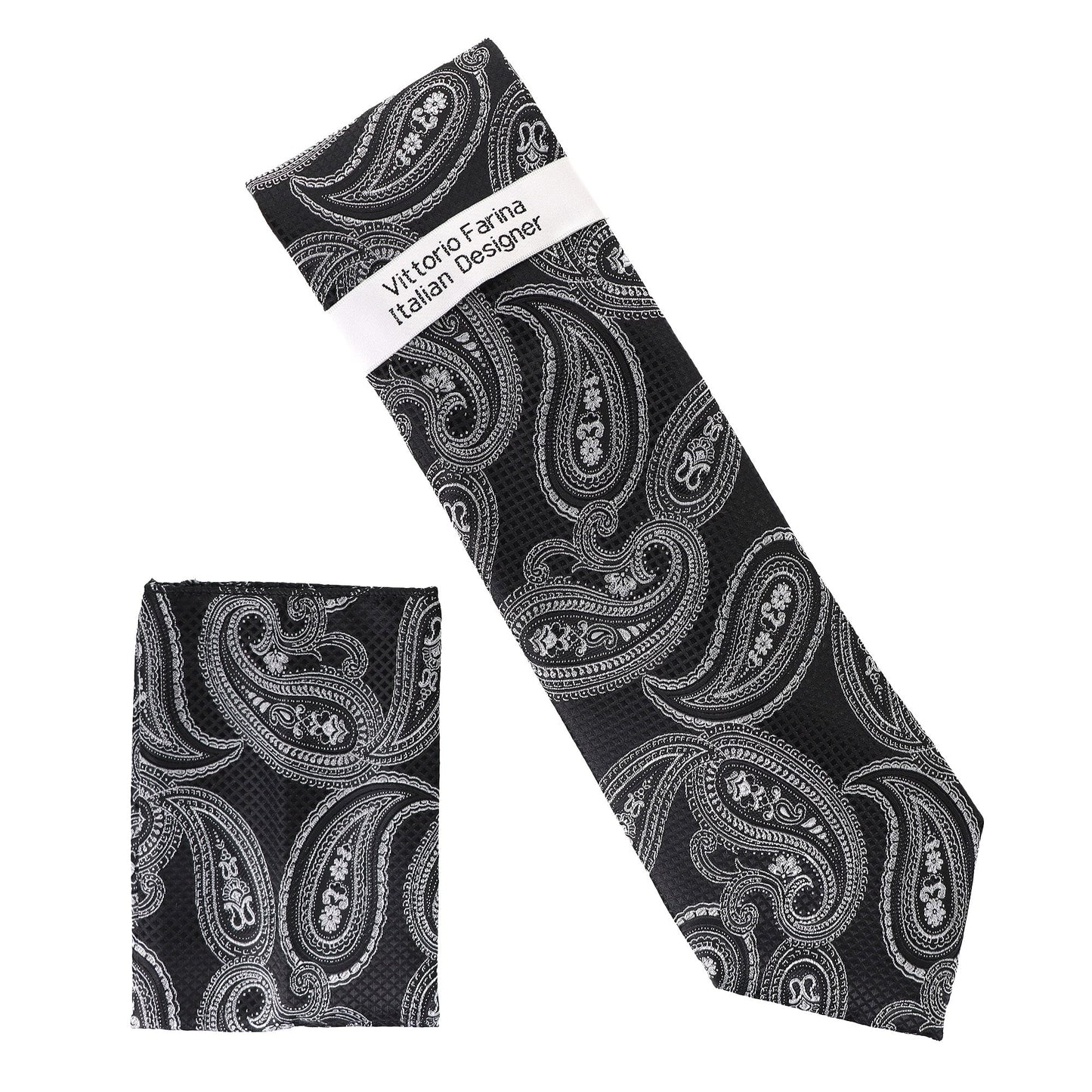 Vittorio Farina Men's Paisley Design Necktie & Pocket Square