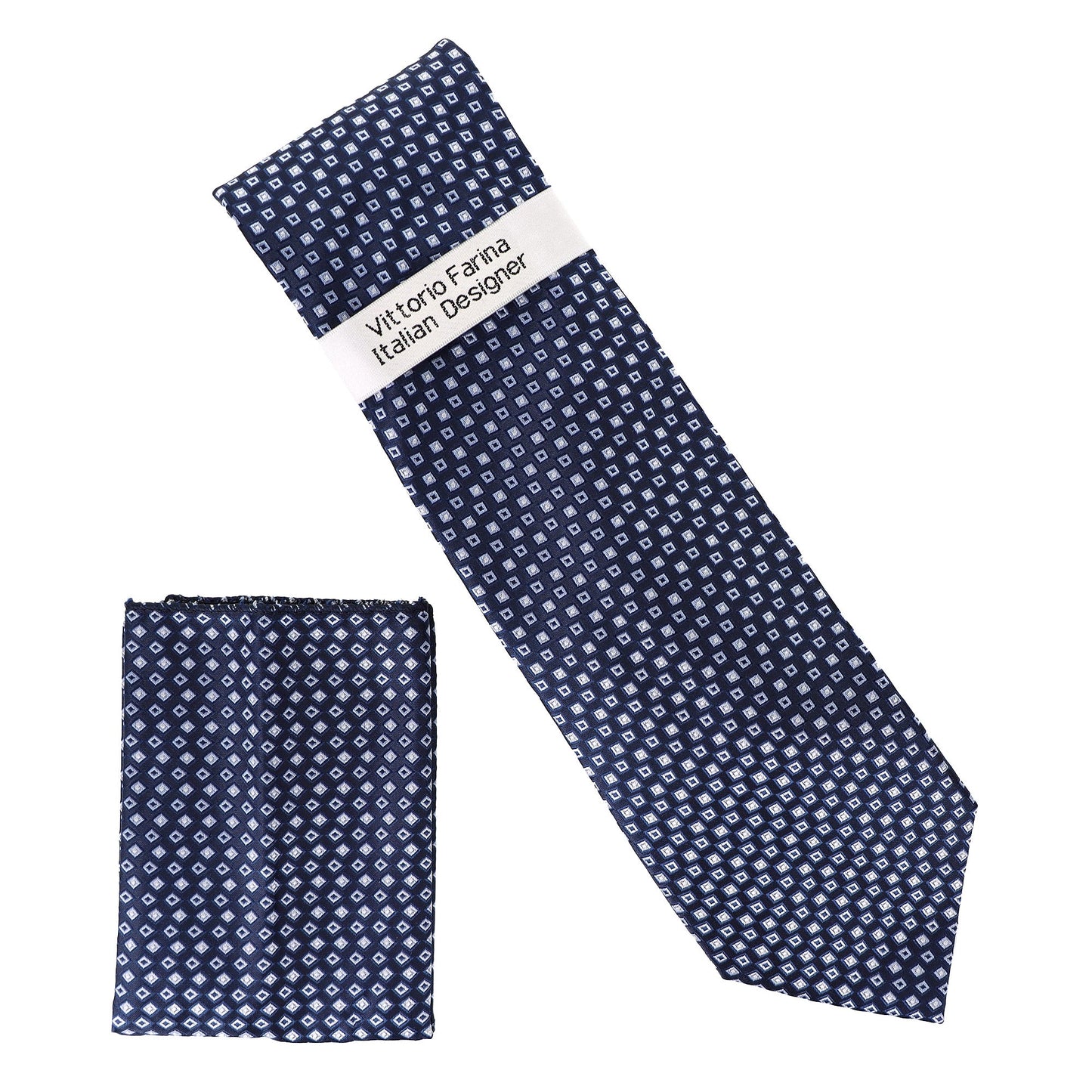 Vittorio Farina Men's Geometric Design Necktie & Pocket Square