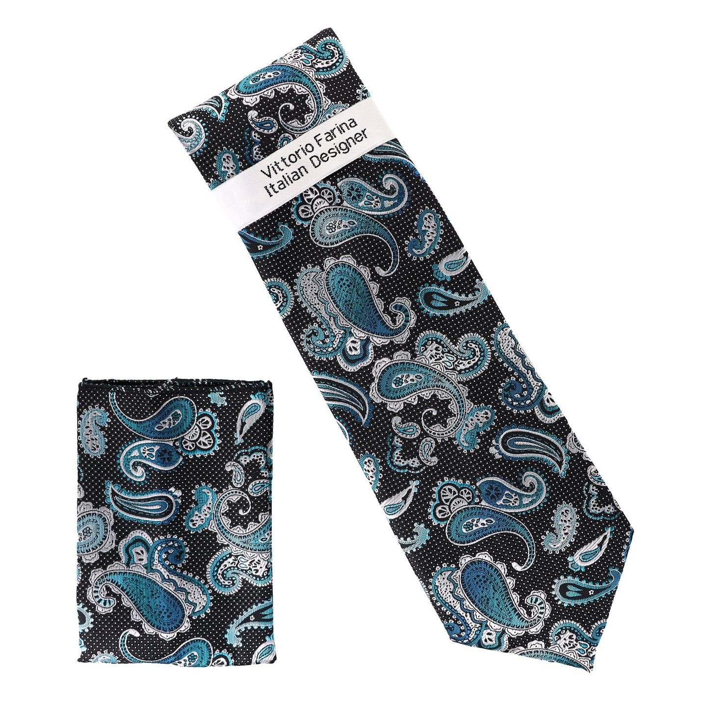 Vittorio Farina Men's Paisley Design Necktie & Pocket Square