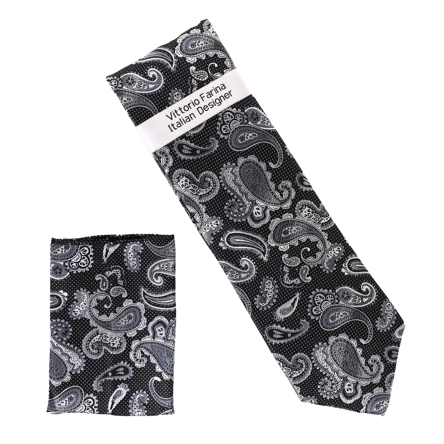 Vittorio Farina Men's Paisley Design Necktie & Pocket Square