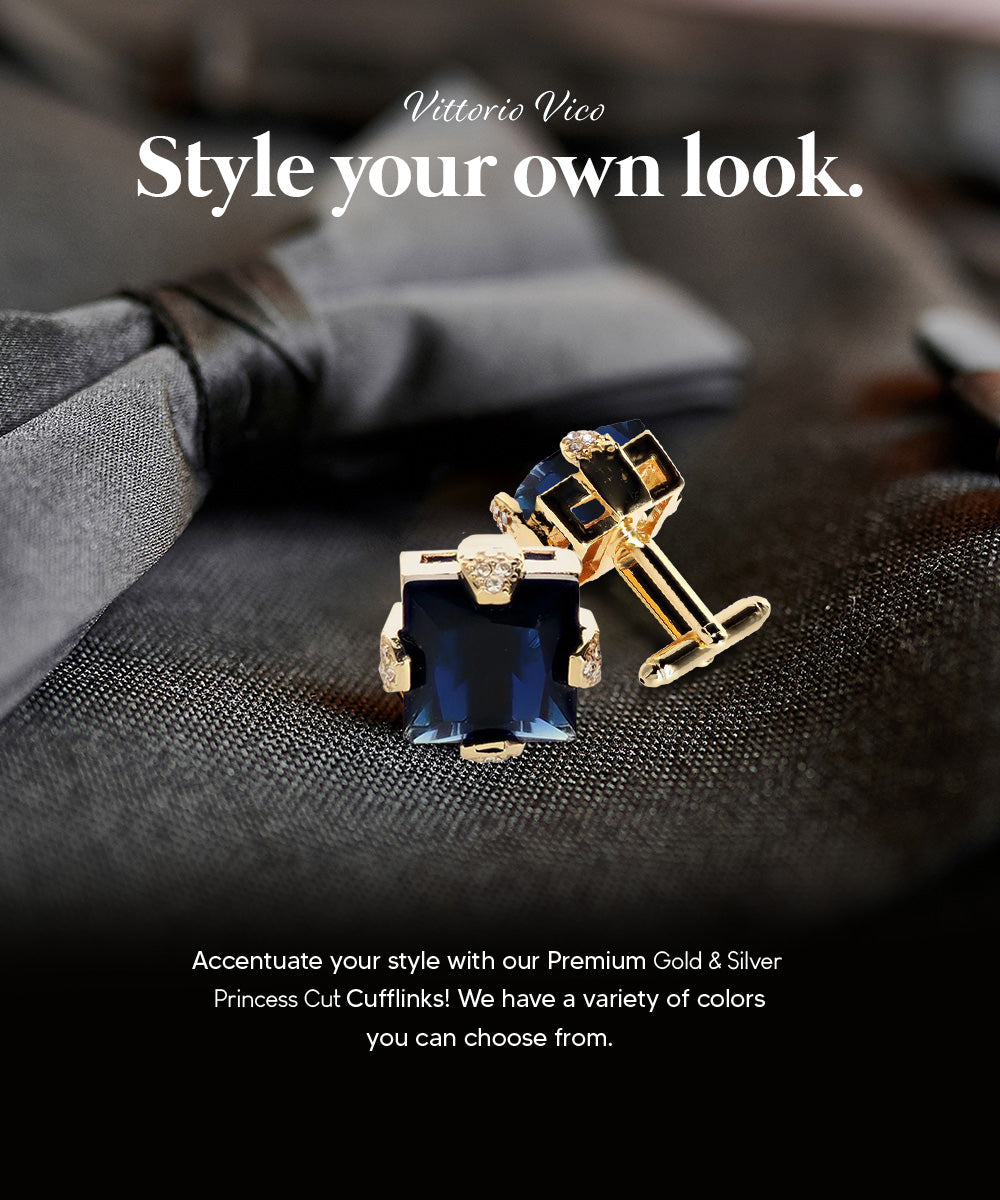 Vittorio Vico Princess Cut Colorstone Cufflinks: CL13XX Series