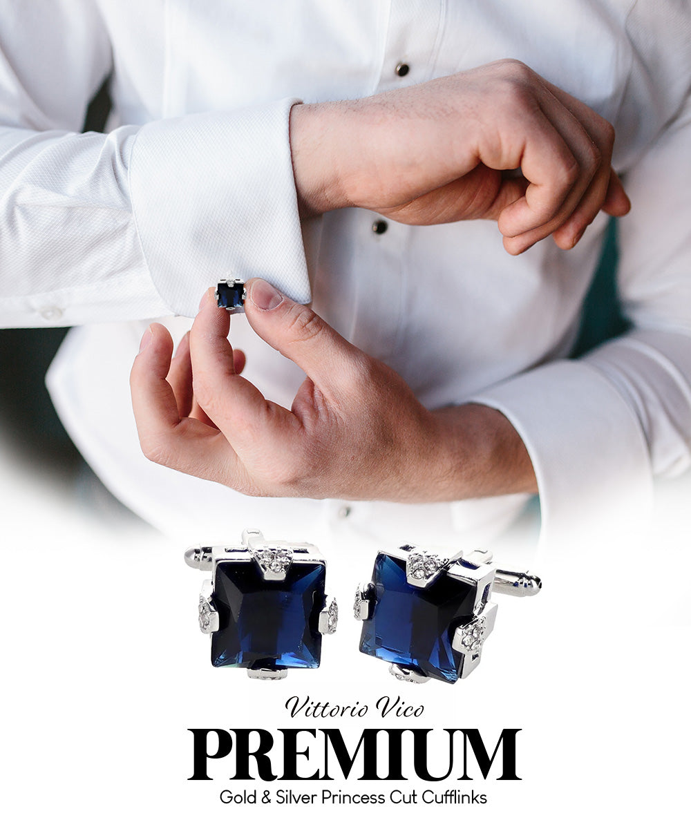 Vittorio Vico Princess Cut Colorstone Cufflinks: CL13XX Series