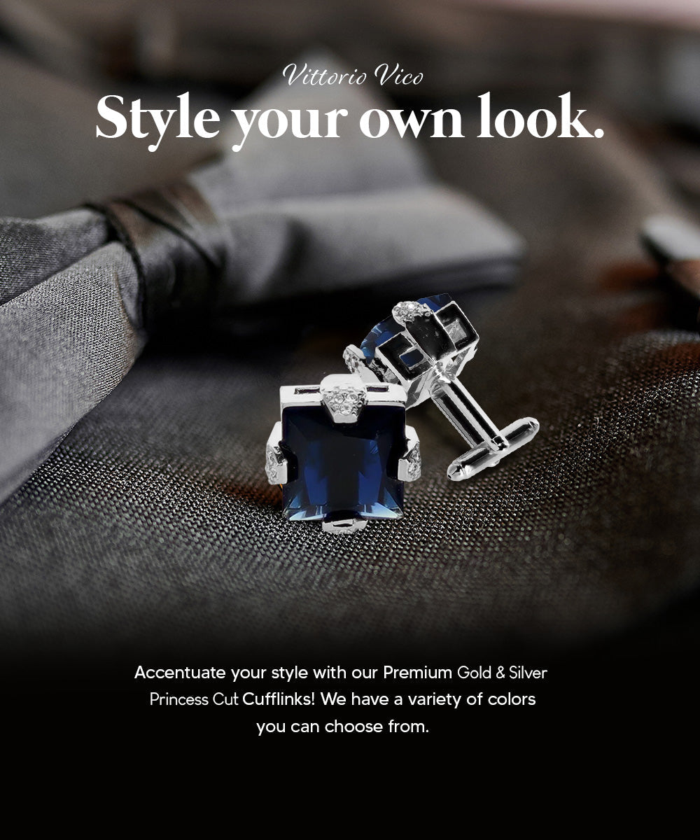 Vittorio Vico Princess Cut Colorstone Cufflinks: CL13XX Series