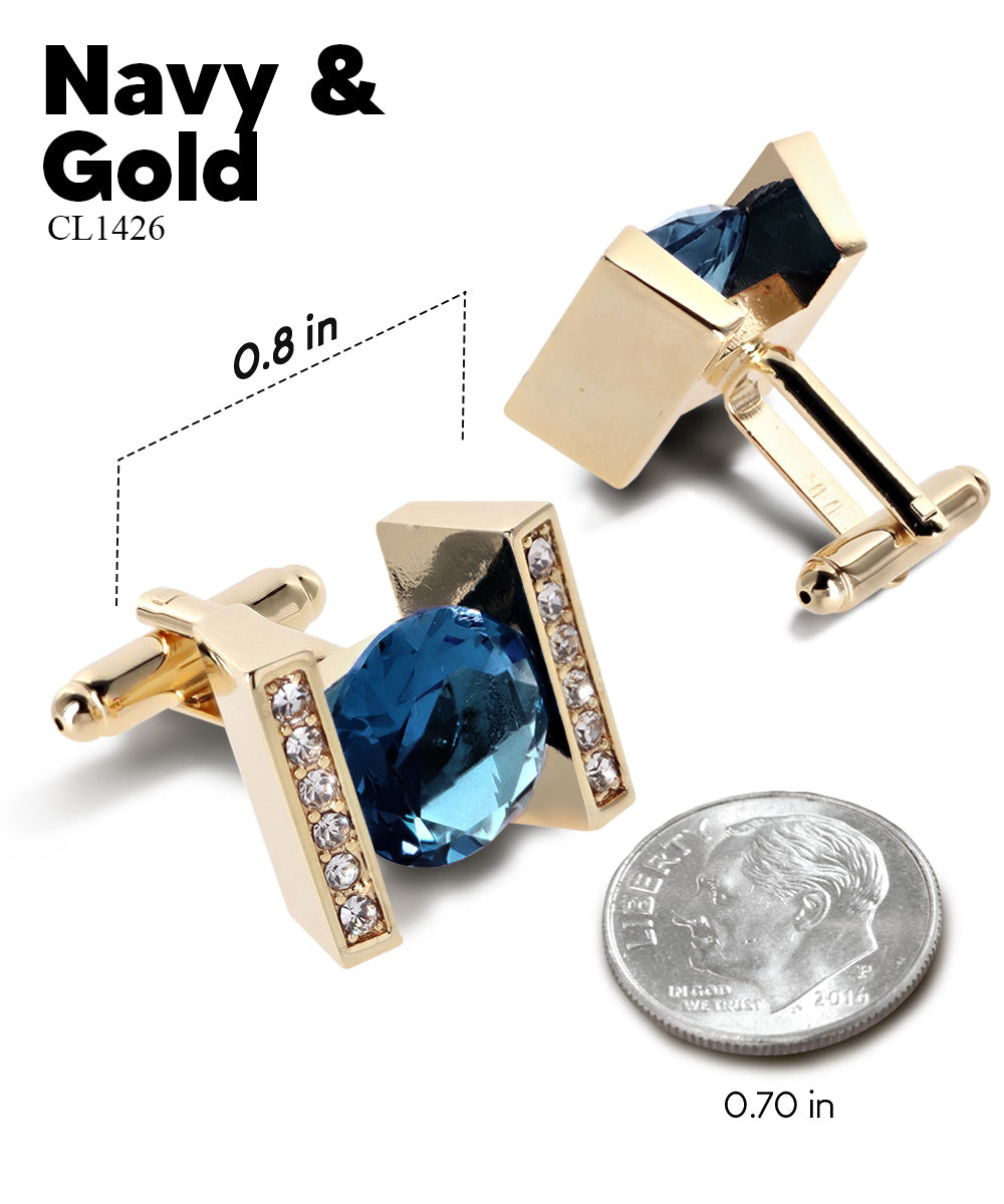 Vittorio Vico Princess Cut Crystal Colorstone Cufflinks: CL14XX Series