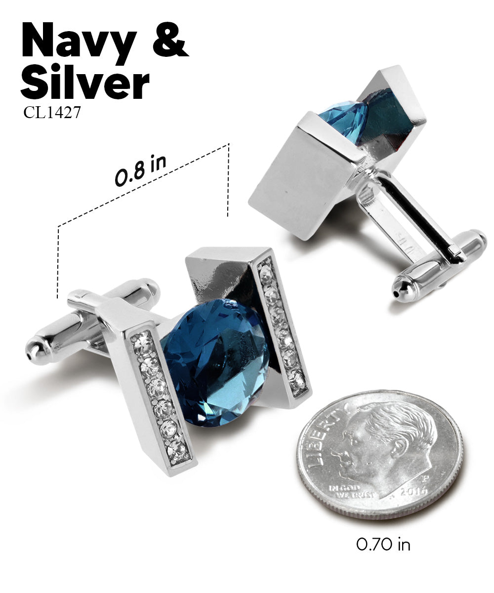 Vittorio Vico Princess Cut Crystal Colorstone Cufflinks: CL14XX Series