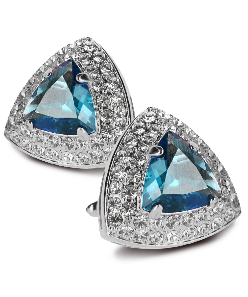 Vittorio Vico Men's Large Triangular Crystal Diamond Set Cufflinks: CL72XX Series