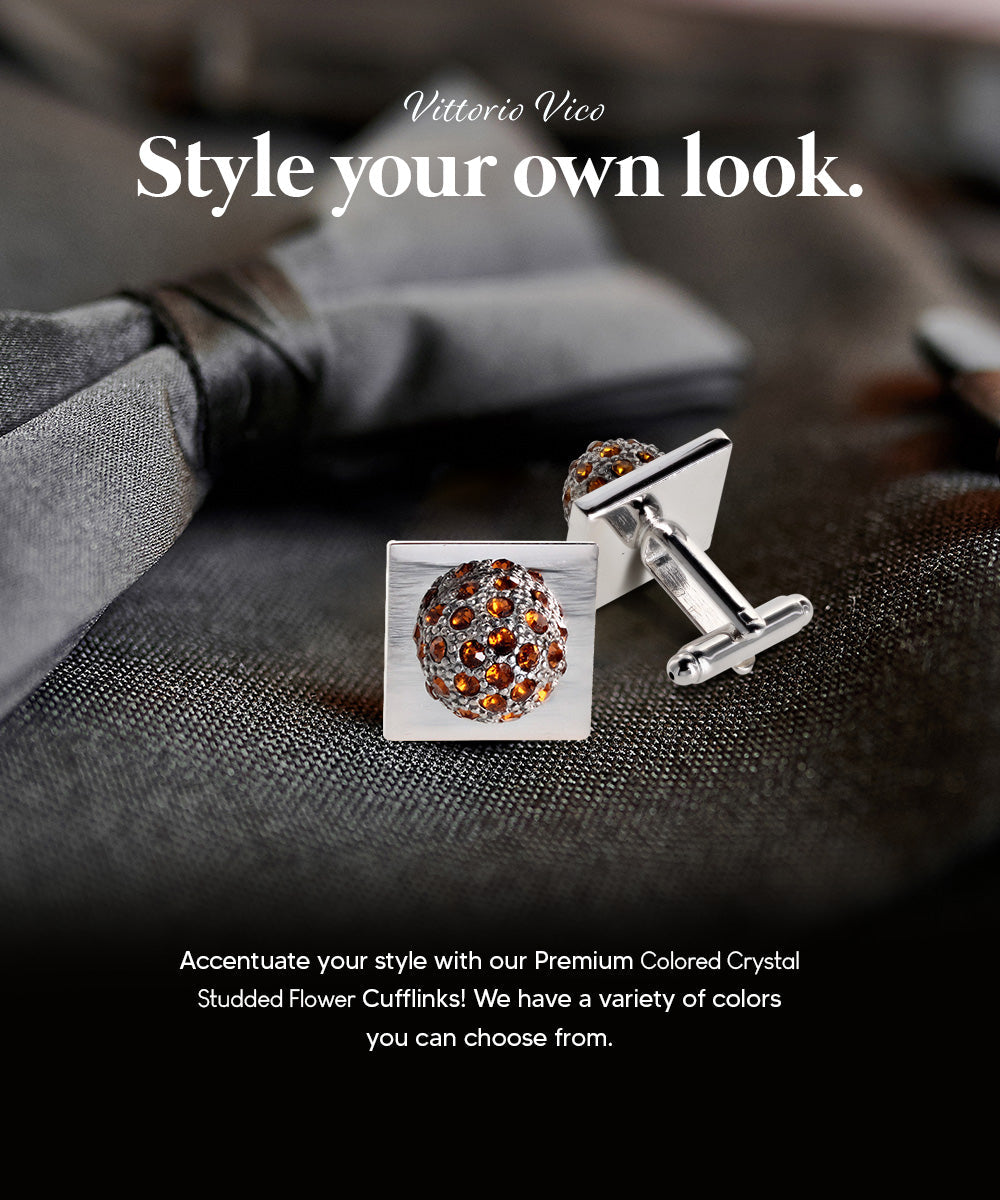 Vittorio Vico Studded Colorstone Crystal Flower Cufflinks: CL12XX Series