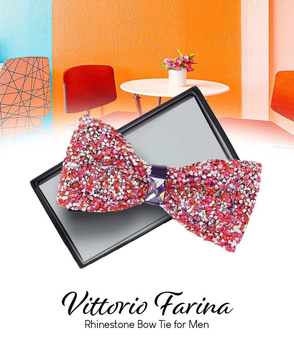 Vittorio Farina Men's Rhinestone Bow Tie in Gift Box