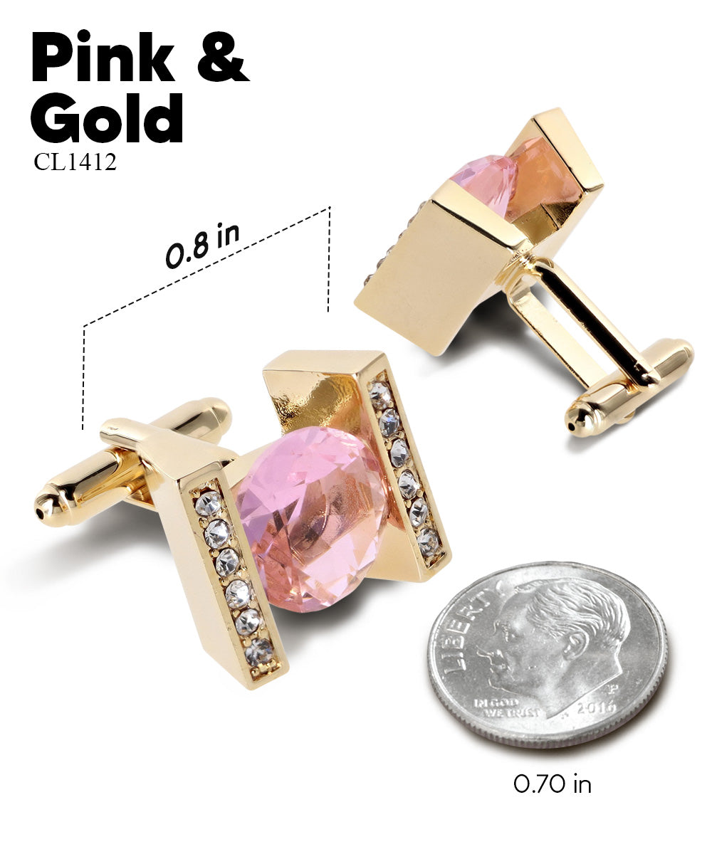 Vittorio Vico Princess Cut Crystal Colorstone Cufflinks: CL14XX Series