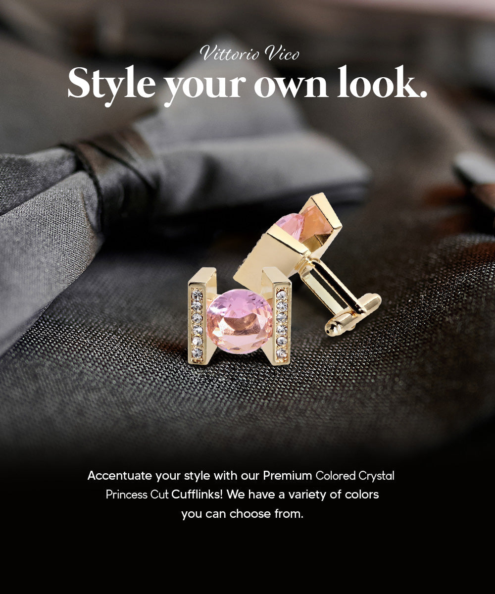 Vittorio Vico Princess Cut Crystal Colorstone Cufflinks: CL14XX Series