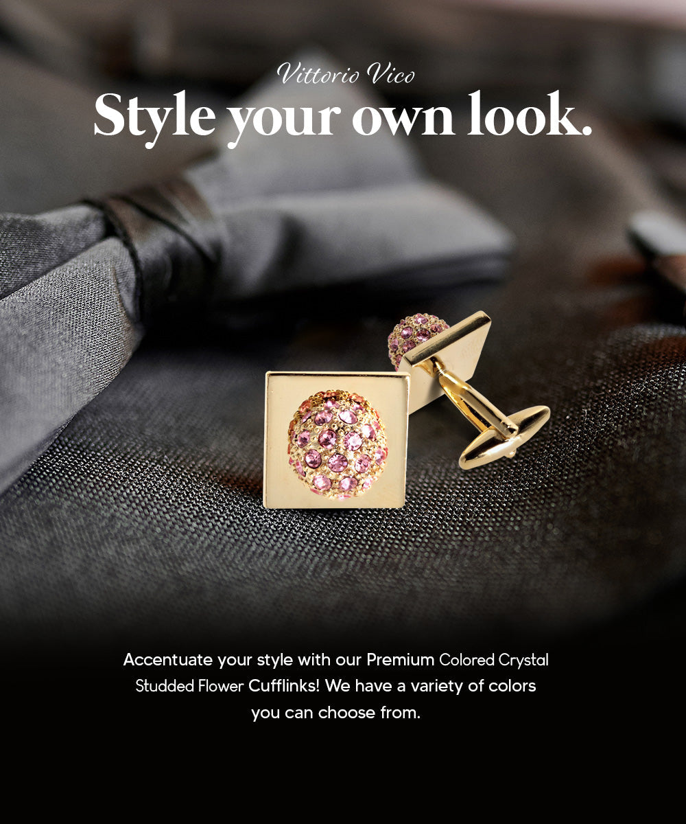 Vittorio Vico Studded Colorstone Crystal Flower Cufflinks: CL12XX Series