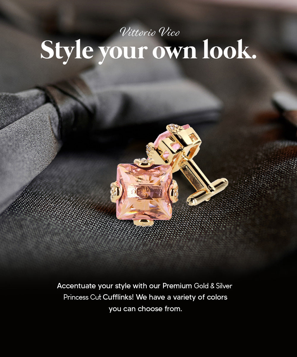 Vittorio Vico Princess Cut Colorstone Cufflinks: CL13XX Series