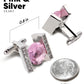 Vittorio Vico Princess Cut Crystal Colorstone Cufflinks: CL14XX Series