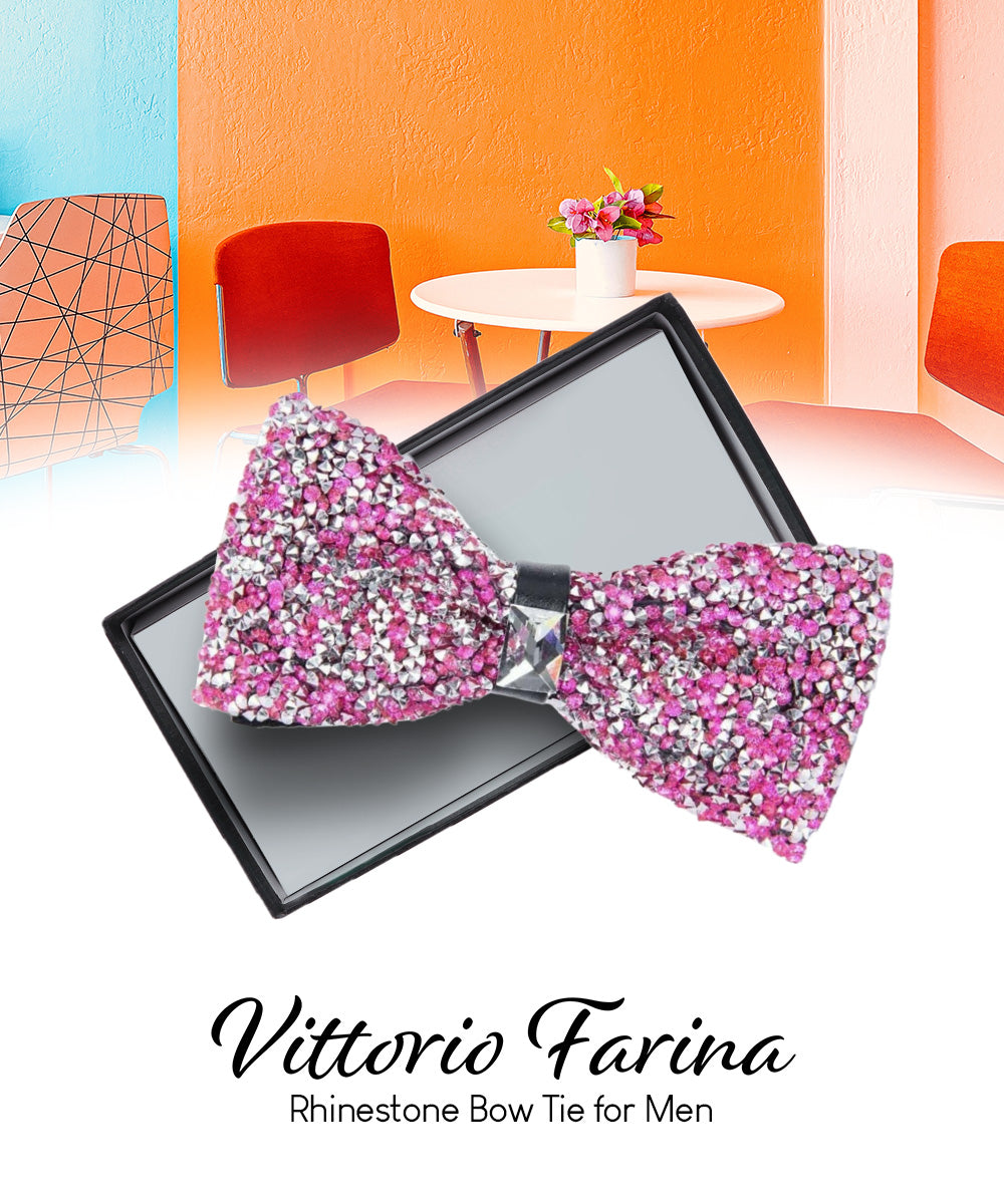 Vittorio Farina Men's Rhinestone Bow Tie in Gift Box