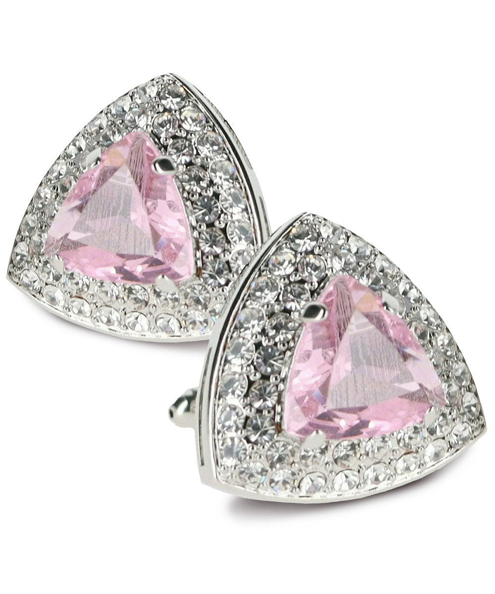 Vittorio Vico Men's Large Triangular Crystal Diamond Set Cufflinks: CL72XX Series