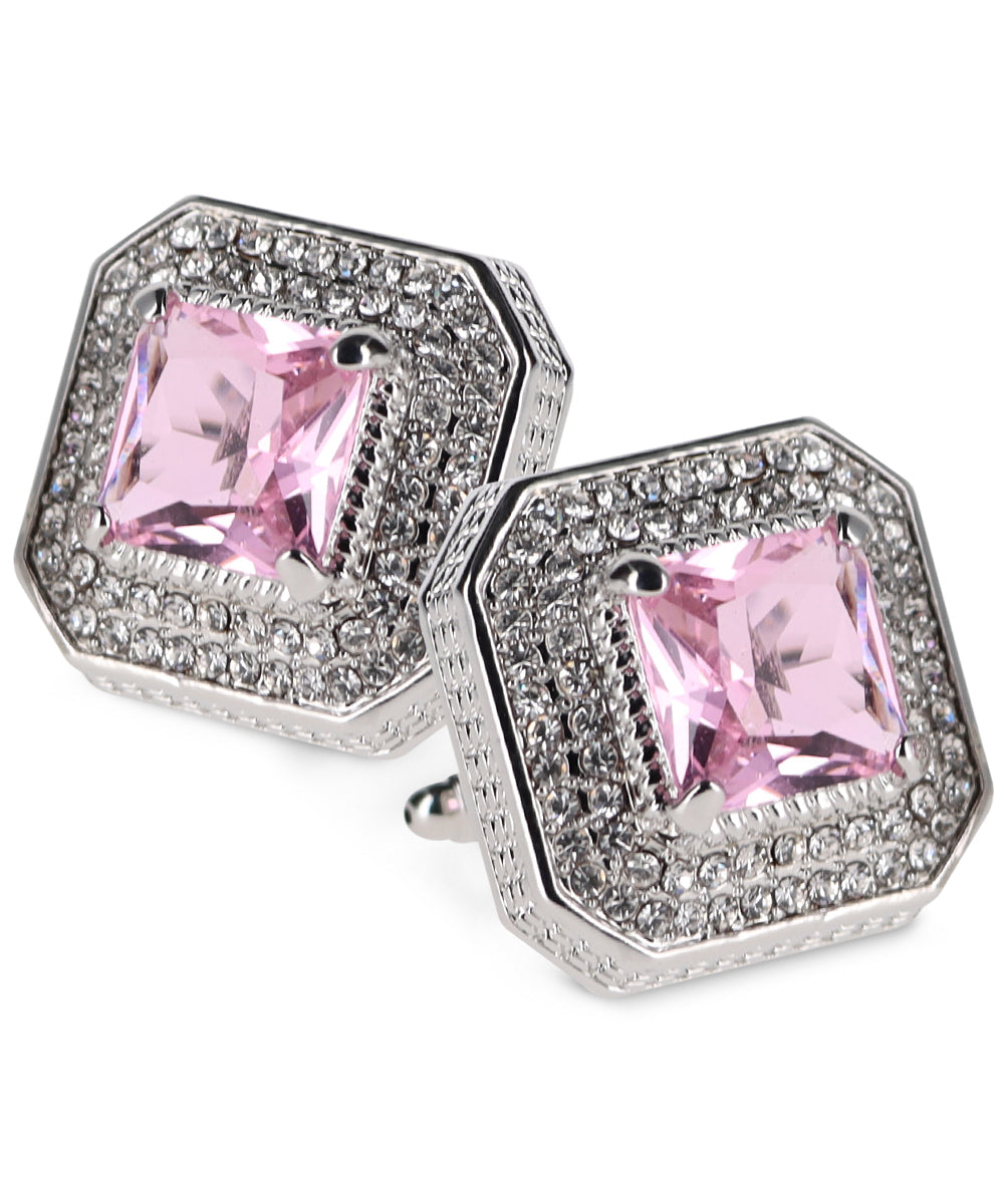 Vittorio Vico Men's Large Square Colorstone Crystal Diamond Set Cufflinks: CL71XX Series