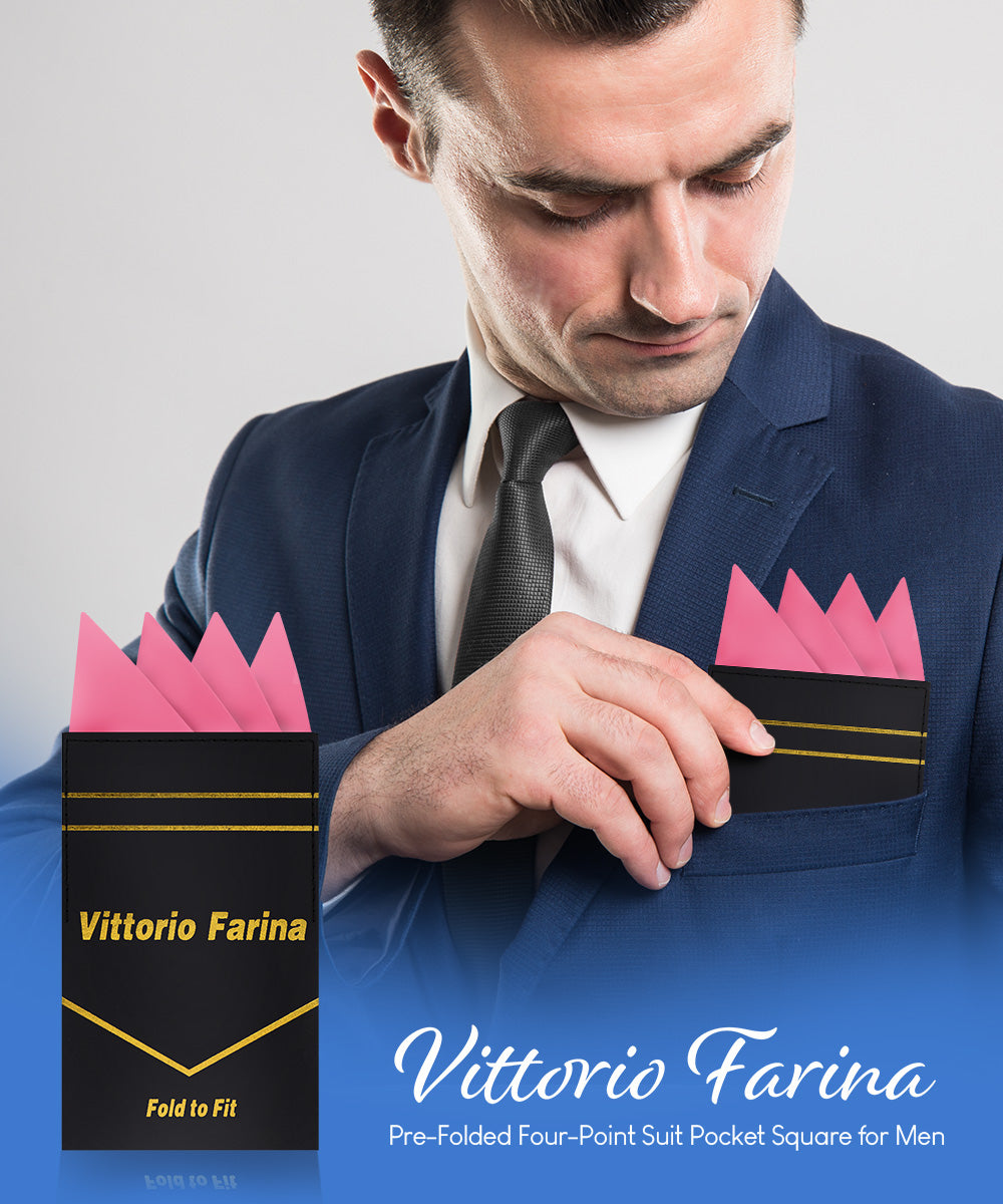 Vittorio Farina Men's Pre-Folded Pocket Square: Four-Point