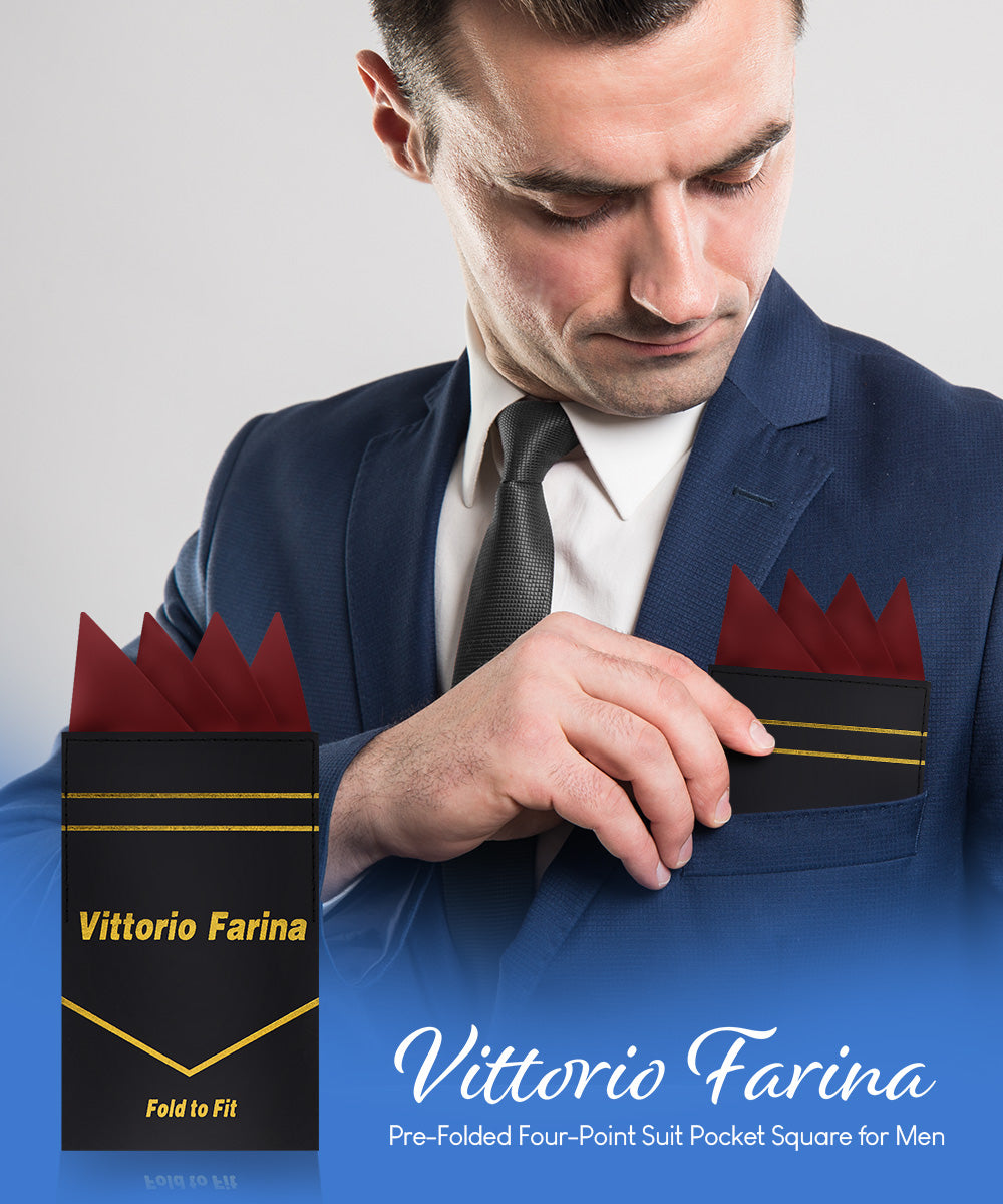 Vittorio Farina Men's Pre-Folded Pocket Square: Four-Point