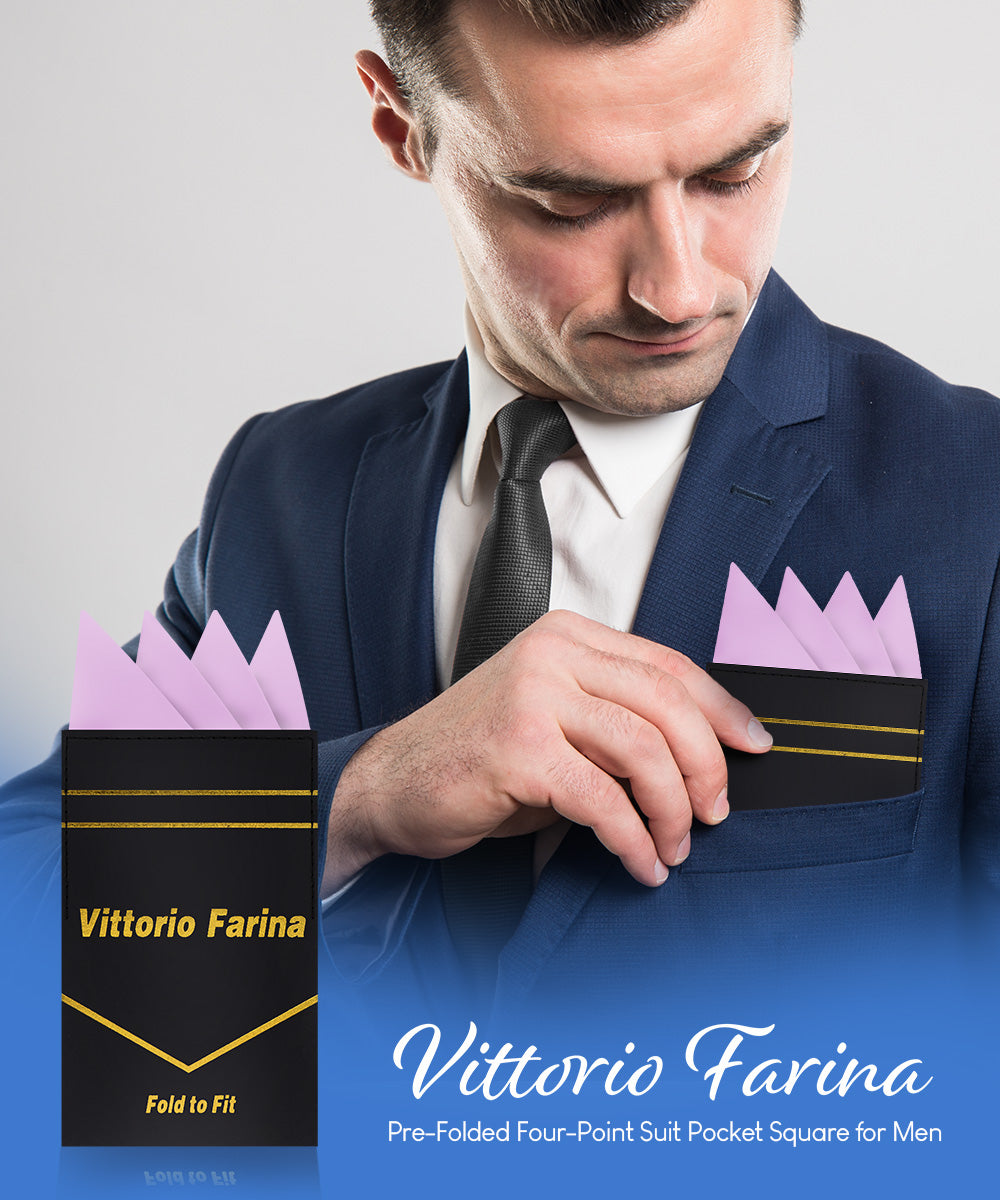 Vittorio Farina Men's Pre-Folded Pocket Square: Four-Point