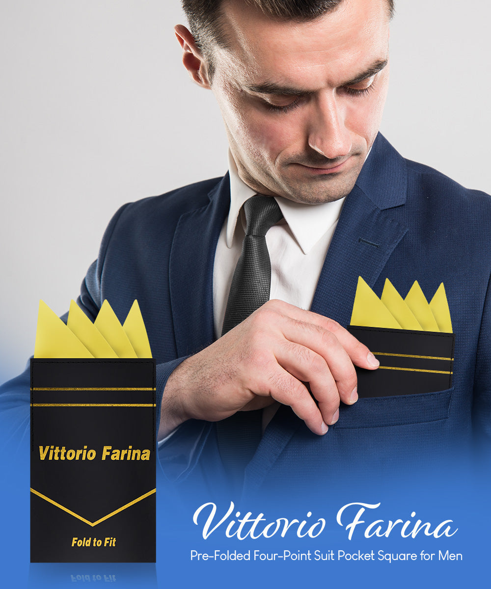 Vittorio Farina Men's Pre-Folded Pocket Square: Four-Point