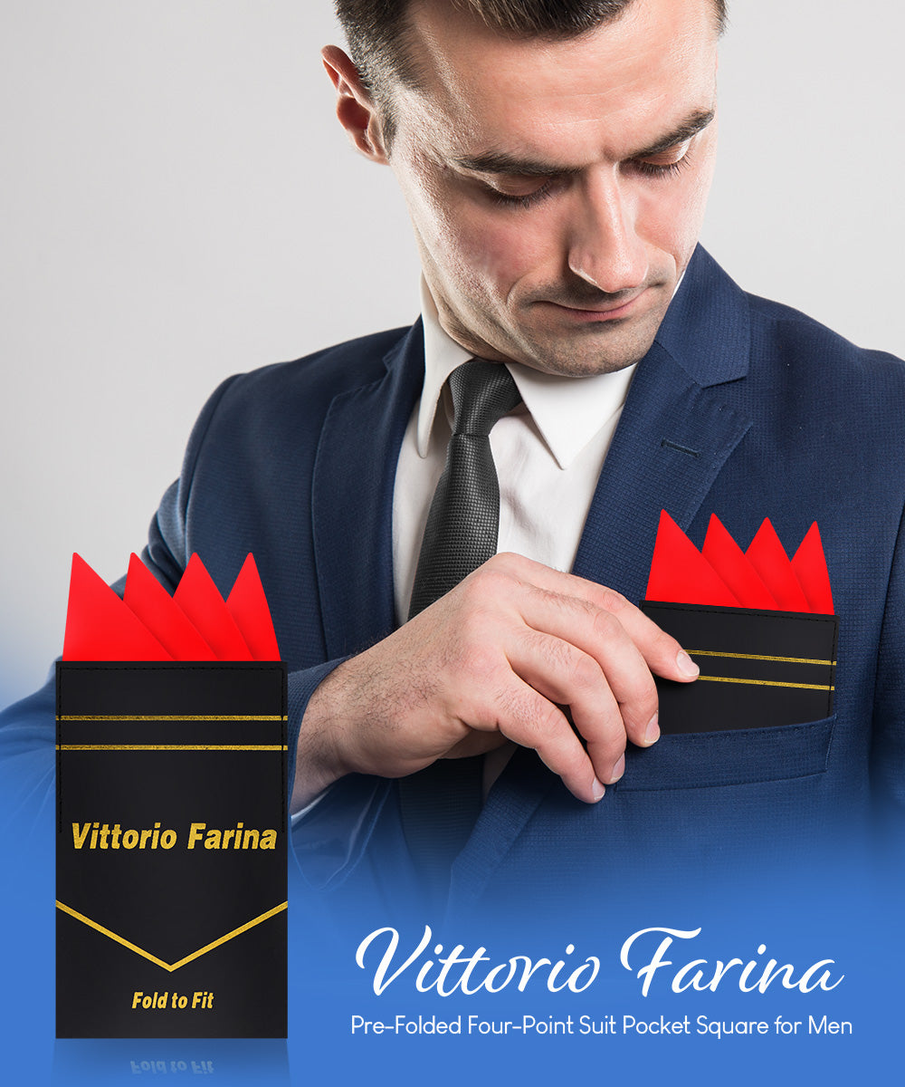 Vittorio Farina Men's Pre-Folded Pocket Square: Four-Point