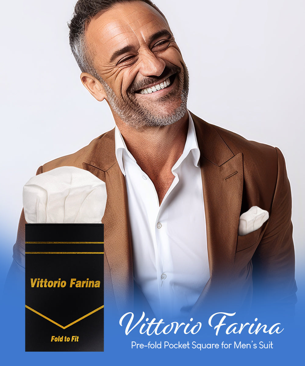 Vittorio Farina Men's Pre - Folded Pocket Square: Puff - PS - PREFOLD - PUFF_WHITE - Classy Cufflinks