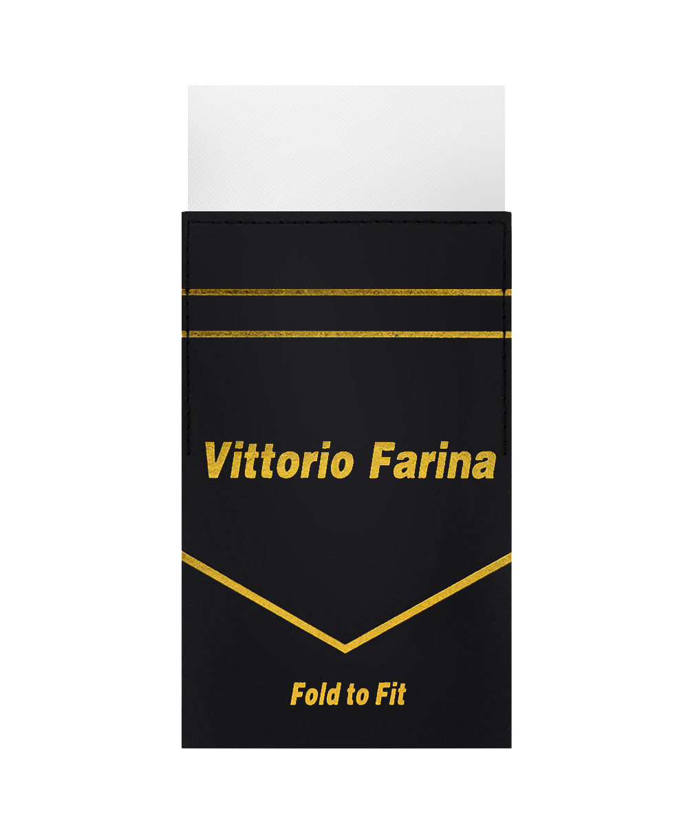 Vittorio Farina Men's Pre - Folded Pocket Square: Flat - PS - PREFOLD - FLAT_WHITE - Classy Cufflinks