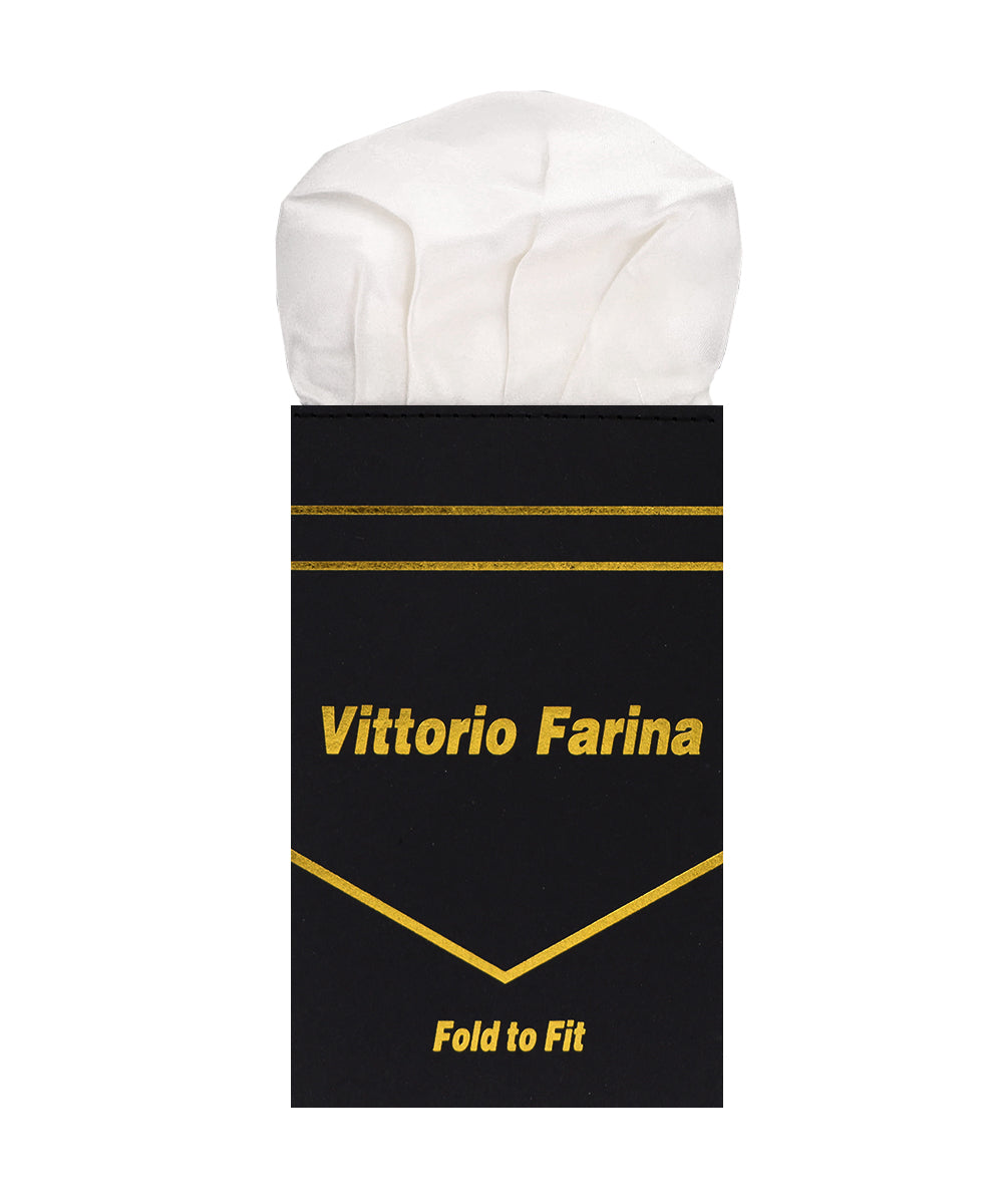 Vittorio Farina Men's Pre - Folded Pocket Square: Puff - PS - PREFOLD - PUFF_WHITE - Classy Cufflinks