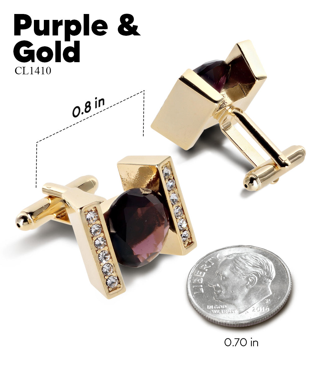 Vittorio Vico Princess Cut Crystal Colorstone Cufflinks: CL14XX Series