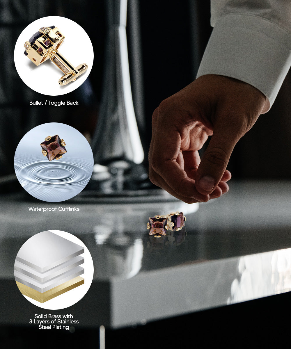 Vittorio Vico Princess Cut Colorstone Cufflinks: CL13XX Series