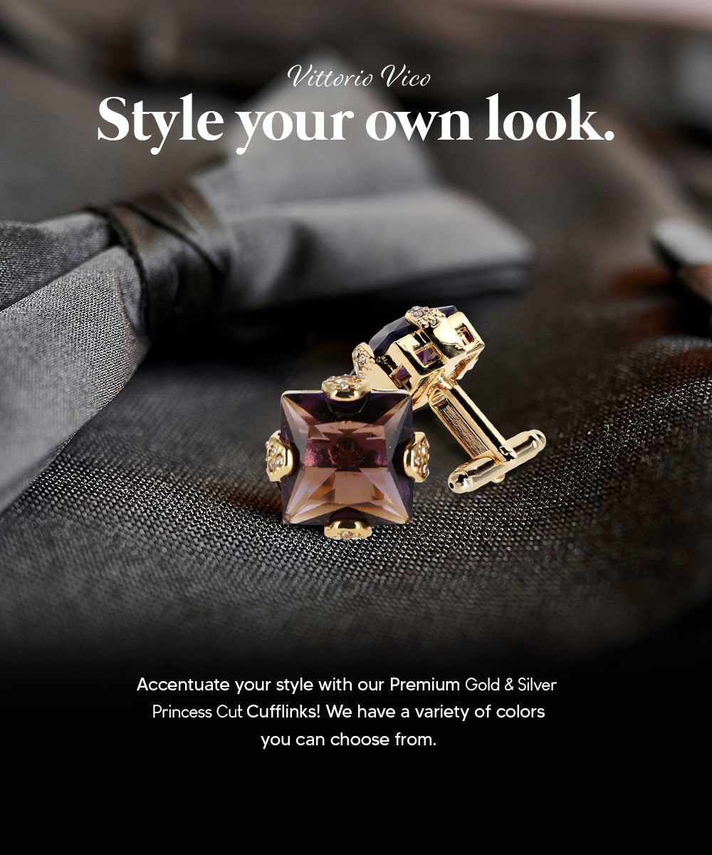 Vittorio Vico Princess Cut Colorstone Cufflinks: CL13XX Series