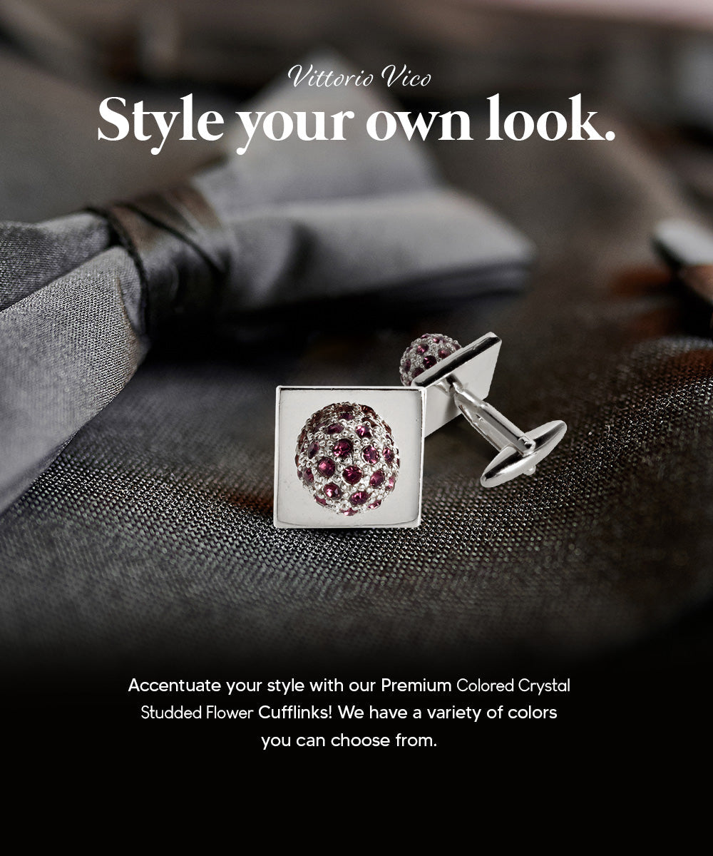 Vittorio Vico Studded Colorstone Crystal Flower Cufflinks: CL12XX Series