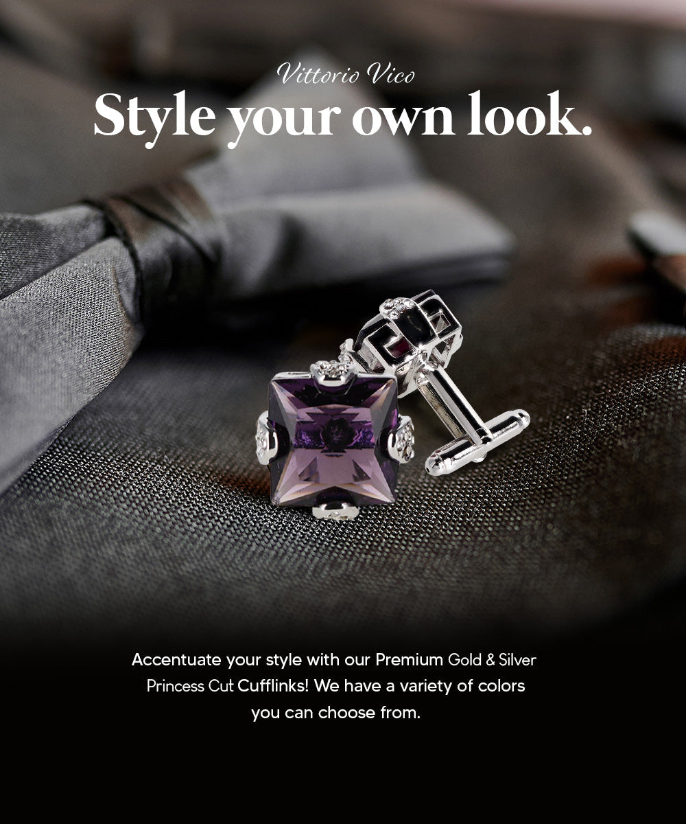 Vittorio Vico Princess Cut Colorstone Cufflinks: CL13XX Series