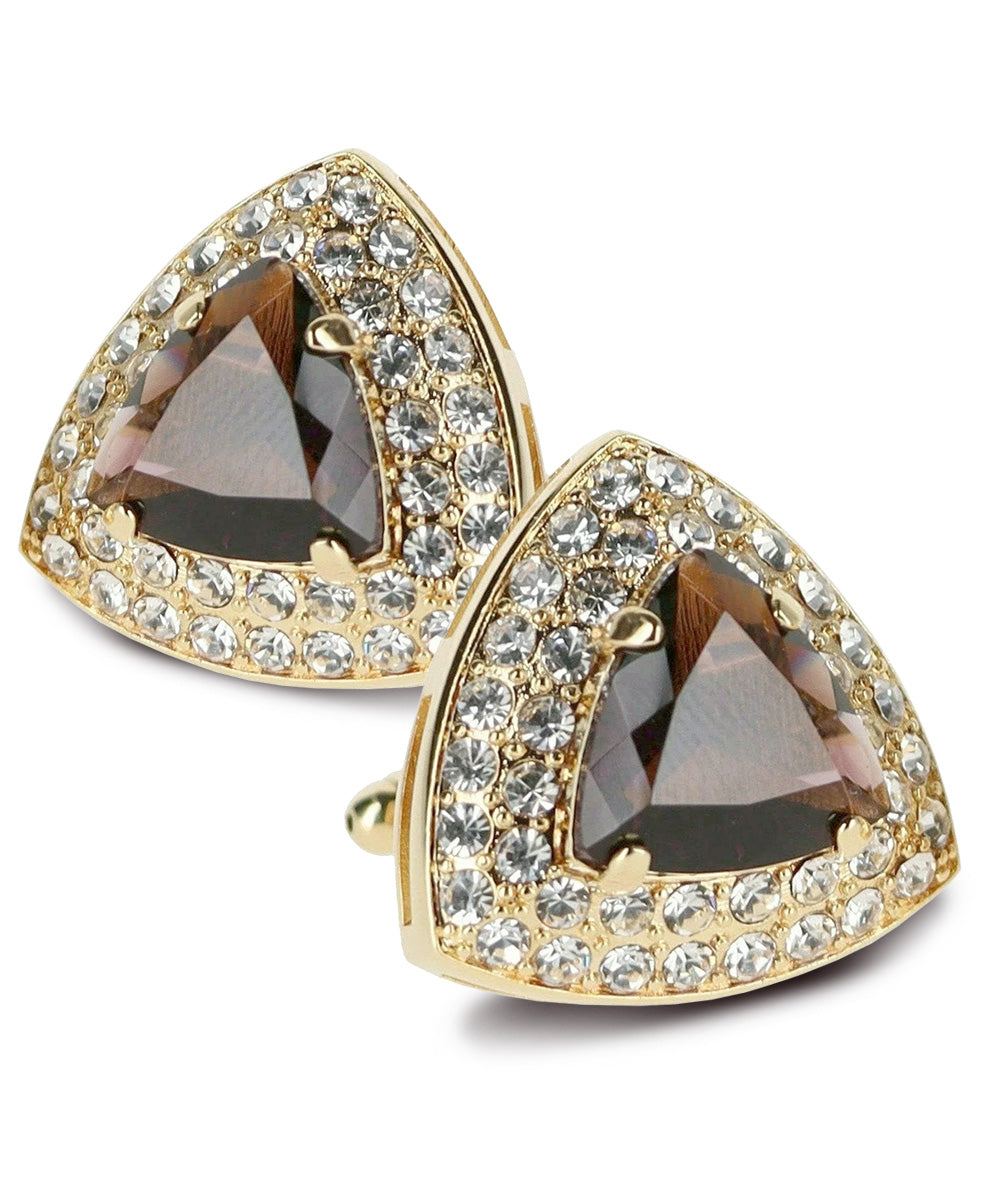 Vittorio Vico Men's Large Triangular Crystal Diamond Set Cufflinks: CL72XX Series