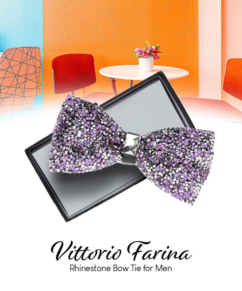 Vittorio Farina Men's Rhinestone Bow Tie in Gift Box