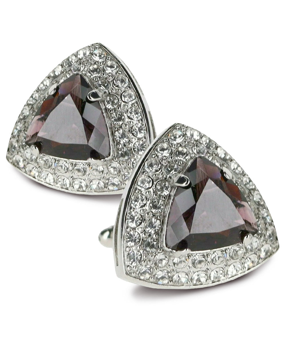 Vittorio Vico Men's Large Triangular Crystal Diamond Set Cufflinks: CL72XX Series