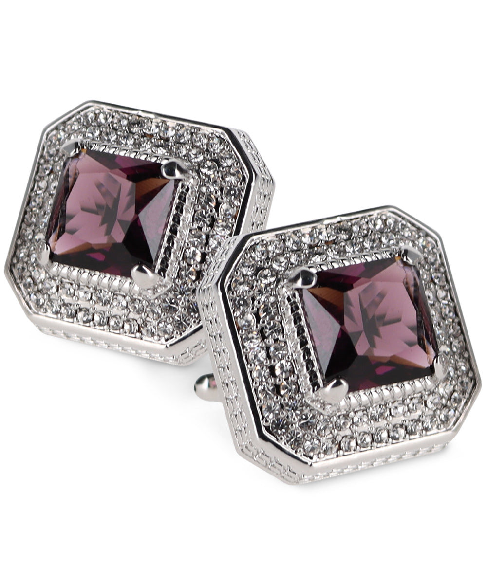 Vittorio Vico Men's Large Square Colorstone Crystal Diamond Set Cufflinks: CL71XX Series