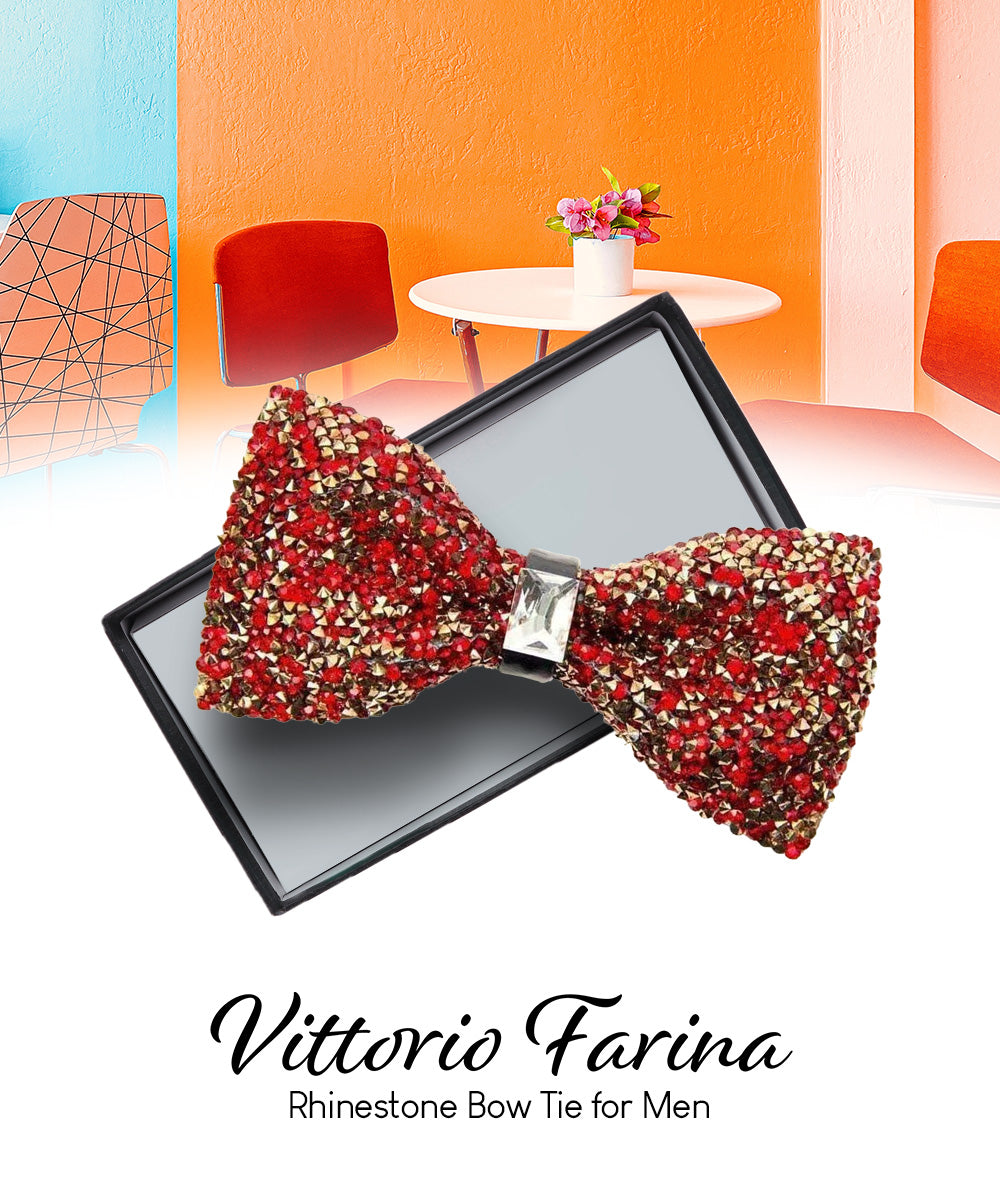 Vittorio Farina Men's Rhinestone Bow Tie in Gift Box