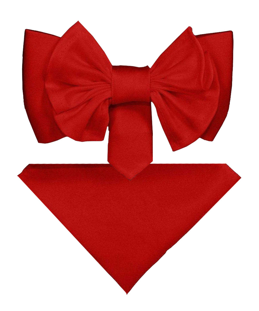 Vittorio Farina Men's XL Solid Satin Bow Tie & Pocket Square in Gift Box