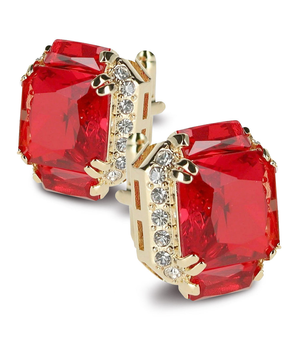 Vittorio Vico Large Rectangular Diamond Flanked Colorstone Crystal Cufflinks: CL 74XX Series