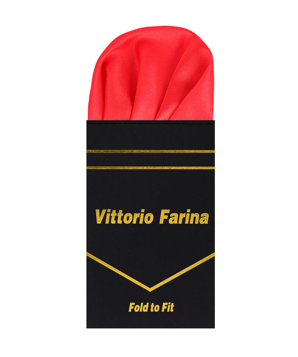 Vittorio Farina Men's Pre - Folded Pocket Square: Puff - PS - PREFOLD - PUFF_RED - Classy Cufflinks