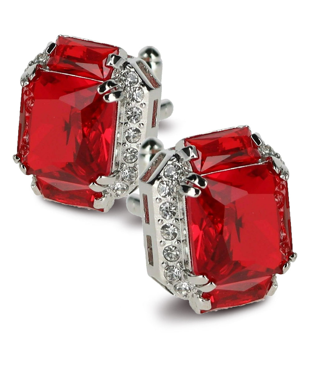 Vittorio Vico Large Rectangular Diamond Flanked Colorstone Crystal Cufflinks: CL 74XX Series