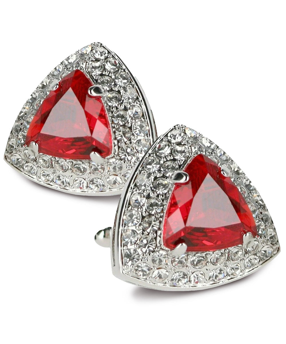 Vittorio Vico Men's Large Triangular Crystal Diamond Set Cufflinks: CL72XX Series