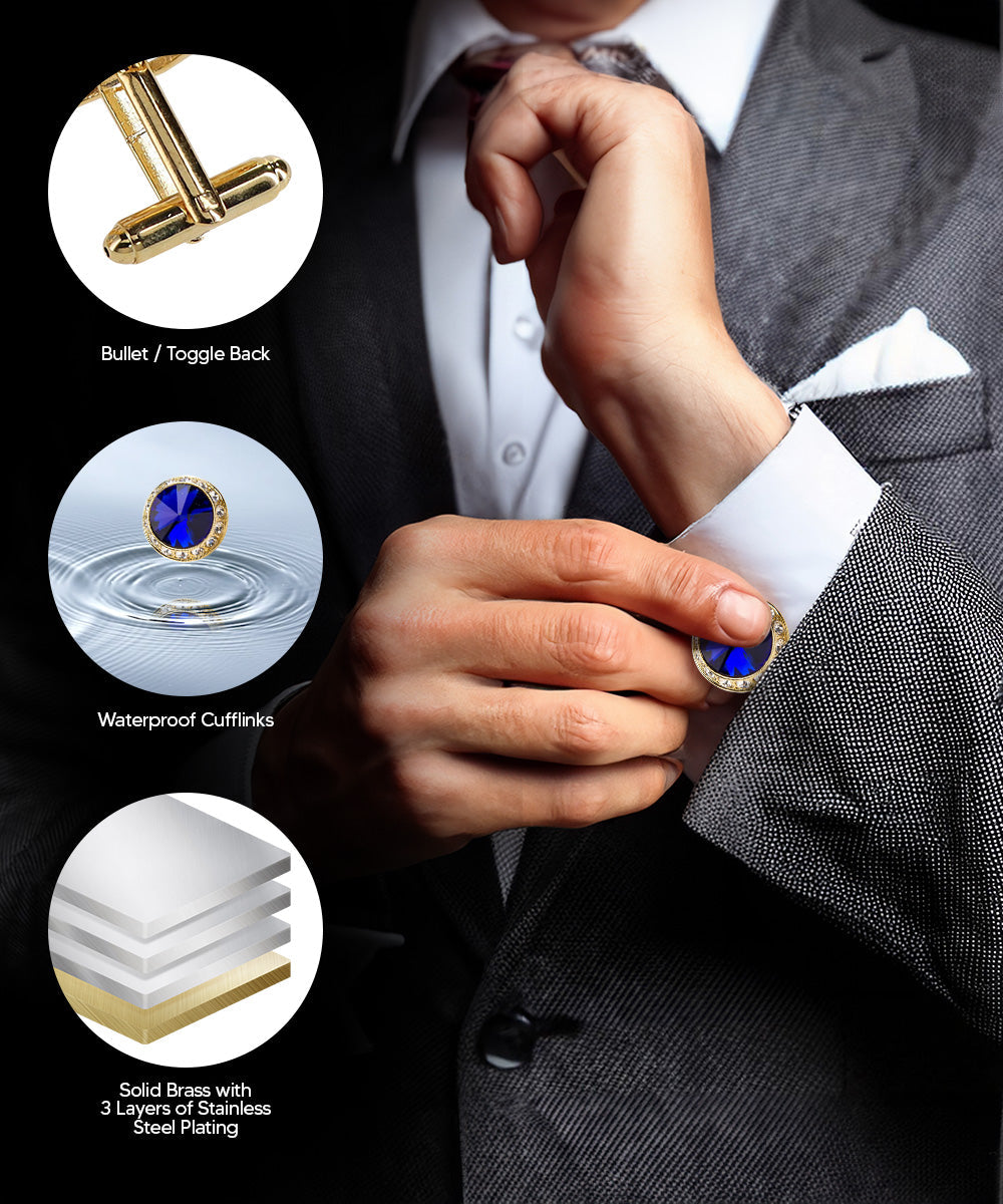 Vittorio Vico Large Bling Colorstone Cufflinks: CL15XX Series - cl - 1506 - Classy Cufflinks