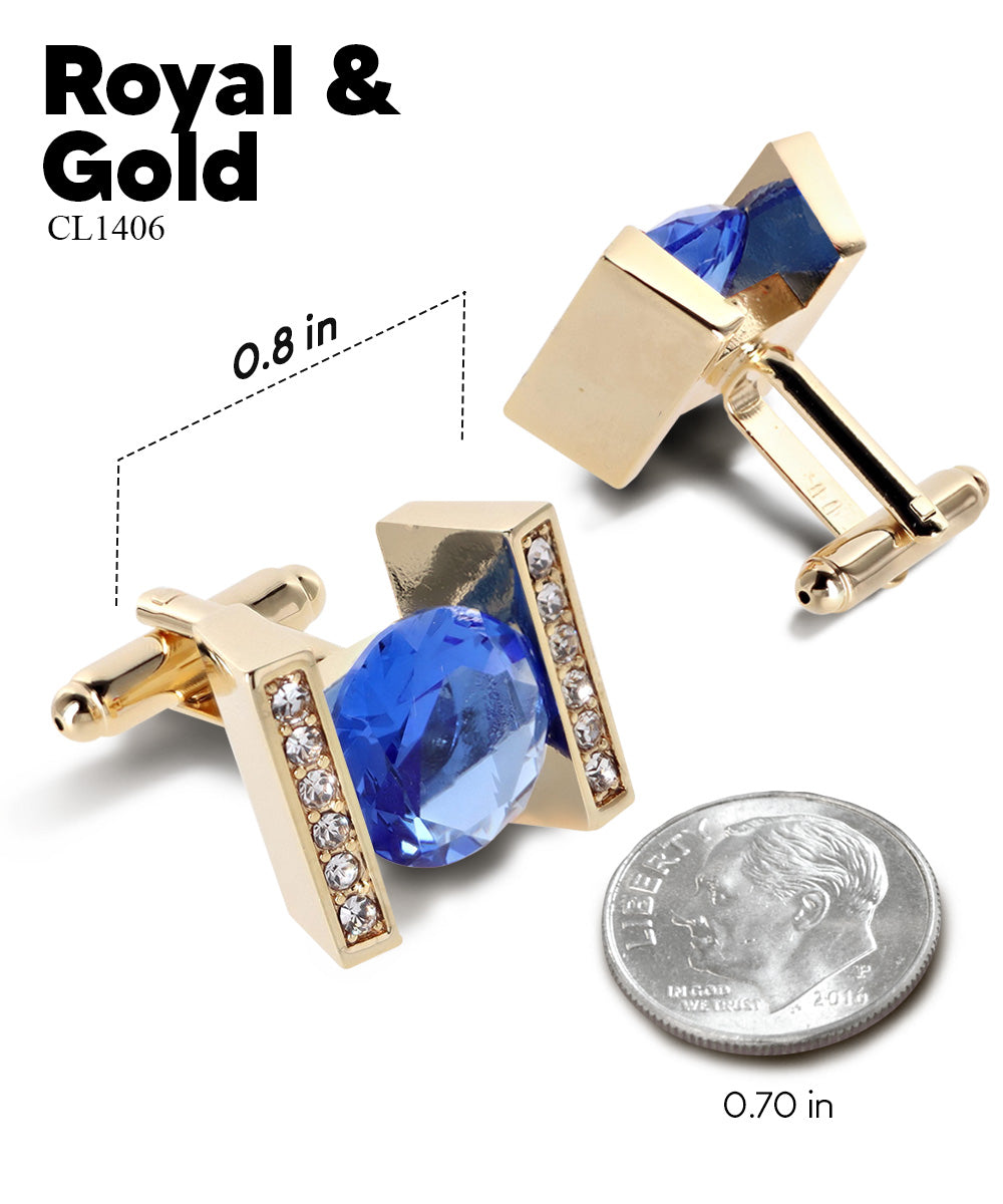 Vittorio Vico Princess Cut Crystal Colorstone Cufflinks: CL14XX Series