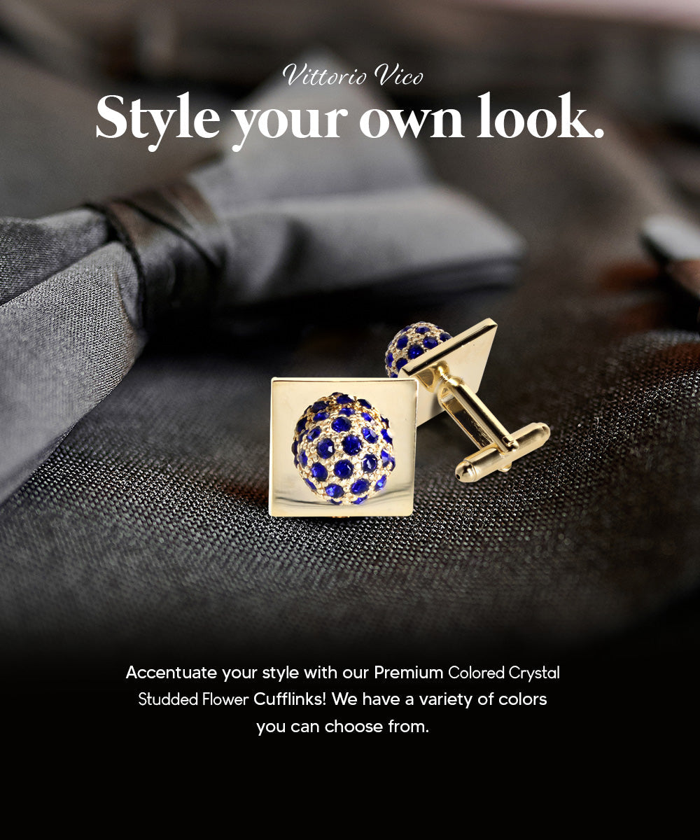 Vittorio Vico Studded Colorstone Crystal Flower Cufflinks: CL12XX Series