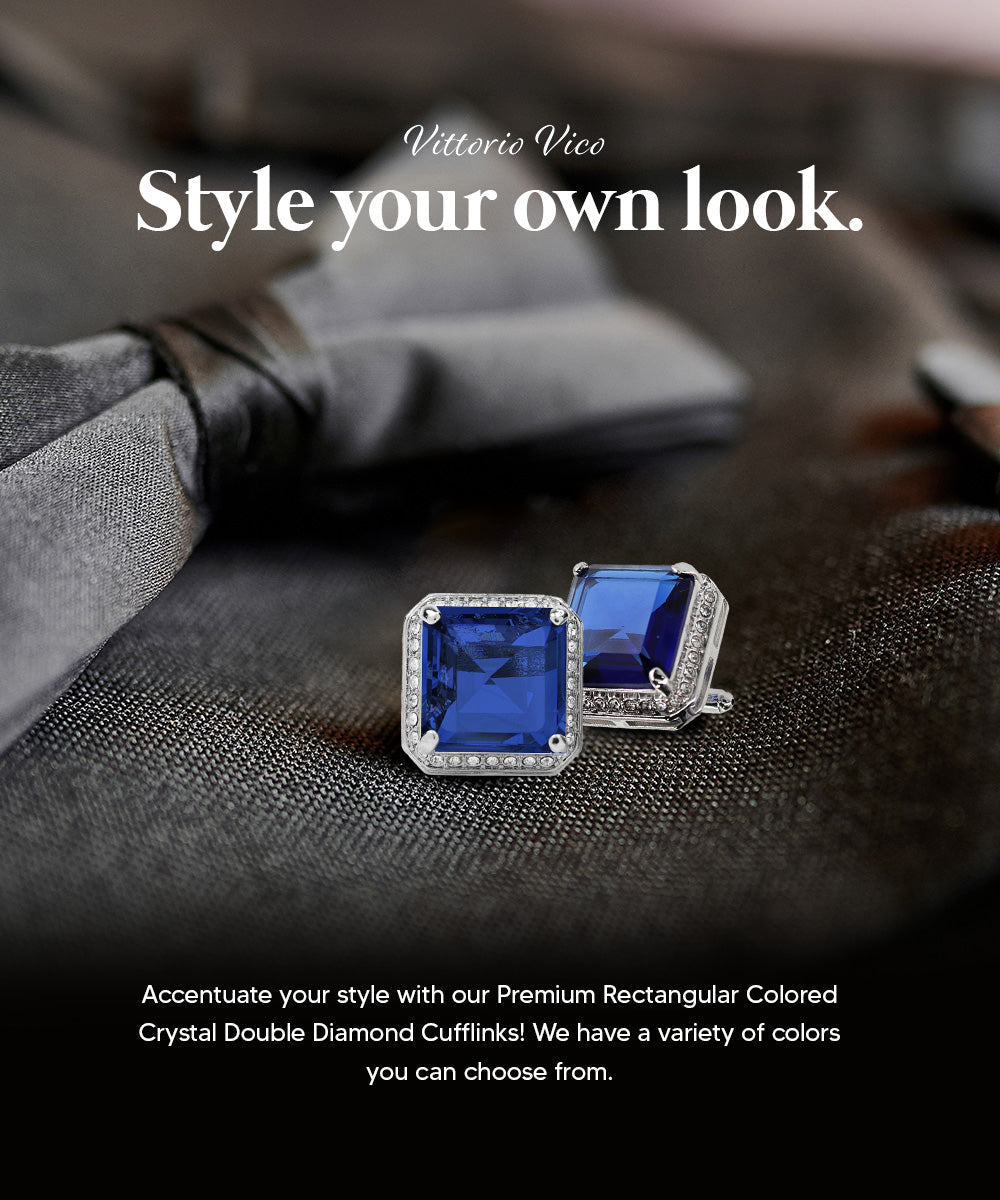 Vittorio Vico Large Big Square Crystal Colorstone Cufflinks: CL 70XX Series