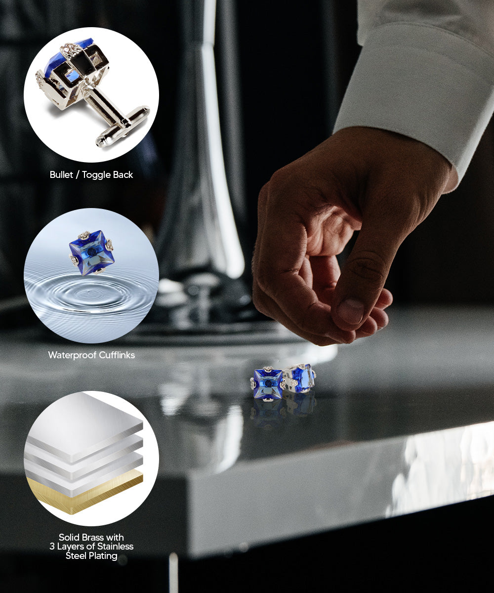 Vittorio Vico Princess Cut Colorstone Cufflinks: CL13XX Series