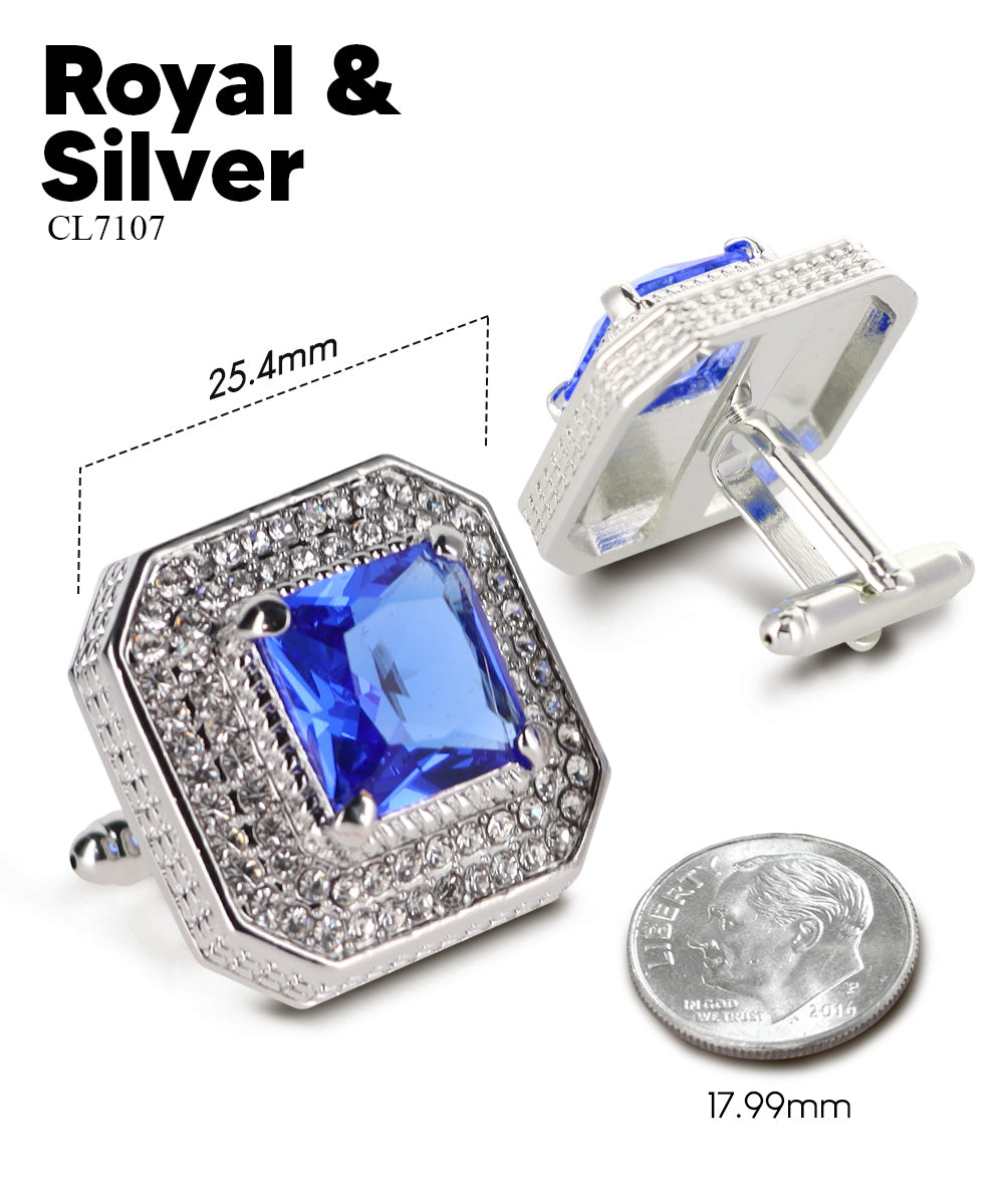 Vittorio Vico Men's Large Square Colorstone Crystal Diamond Set Cufflinks: CL71XX Series